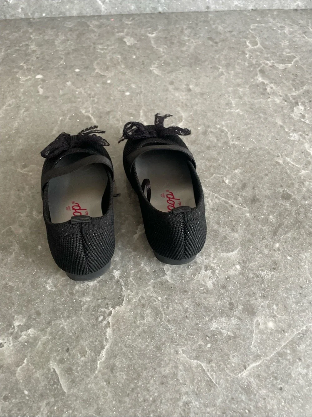 Jellypop Black ballet flats Toddler size 6 with lace detail and bow